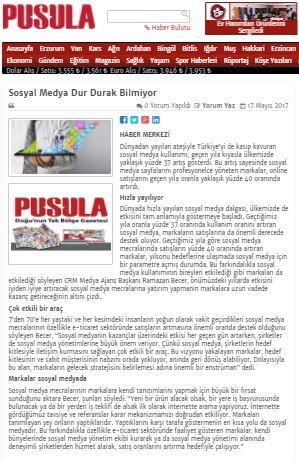 "Türkiye'de sosyal medya dur durak bilmiyor" Pusula haber